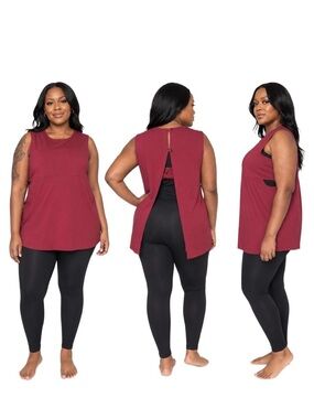 FOREVER 21+ SPLIT BACK SLEEVELESS TUNIC - BURGUNDY SIZE 3X (NEW WITH TAGS) A19